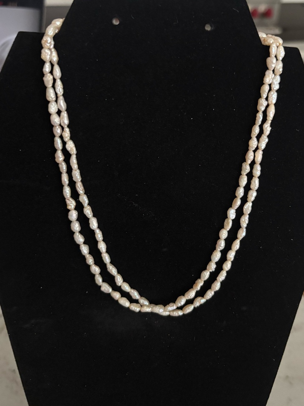 Vintage Double-strand Freshwater Rice Pearl Necklace